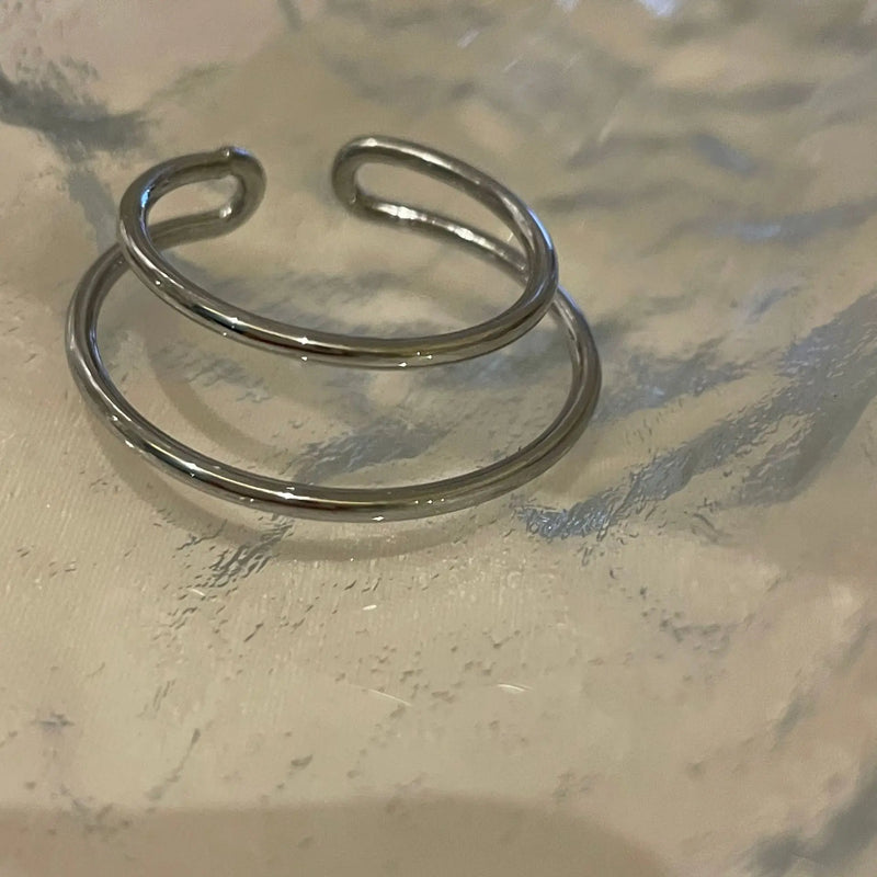 Double Layers Metallic Clip On Earrings For Women Statement Jewelry