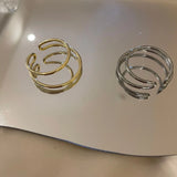 Double Layers Metallic Clip On Earrings For Women Statement Jewelry
