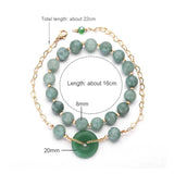 Double Layers Green Crystal Jade Beads Strand Bracelets YBR302