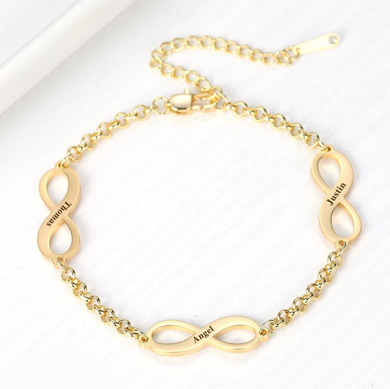 Custom Date Infinity Pendant Bracelet Stainless Steel Jewelry