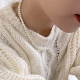Double Pearl Necklace For Women Choker Wedding 4mm/8mm