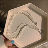 Double Pearl Necklace For Women Choker Wedding 4mm/8mm
