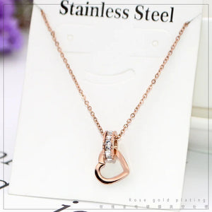 Double Ring Love Necklace with Diamonds for Women