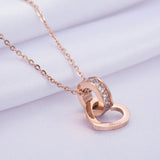 Double Ring Love Necklace with Diamonds for Women