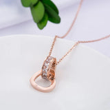 Double Ring Love Necklace with Diamonds for Women