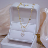 Double Stacked Diamonds Necklace Japanese Retro Collarbone Chain