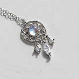 Moonstone Dream Catcher Necklace for Women - Hollow Pendant Jewelry Collar Gift