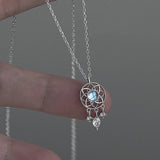 Moonstone Dream Catcher Necklace for Women - Hollow Pendant Jewelry Collar Gift