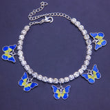 Pink Oil Drip Butterfly Anklets Chain Foot Jewelry For Women