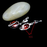 Fire Red Stone CZ Bridal Drop Earrings 925 Silver Wedding Jewelry