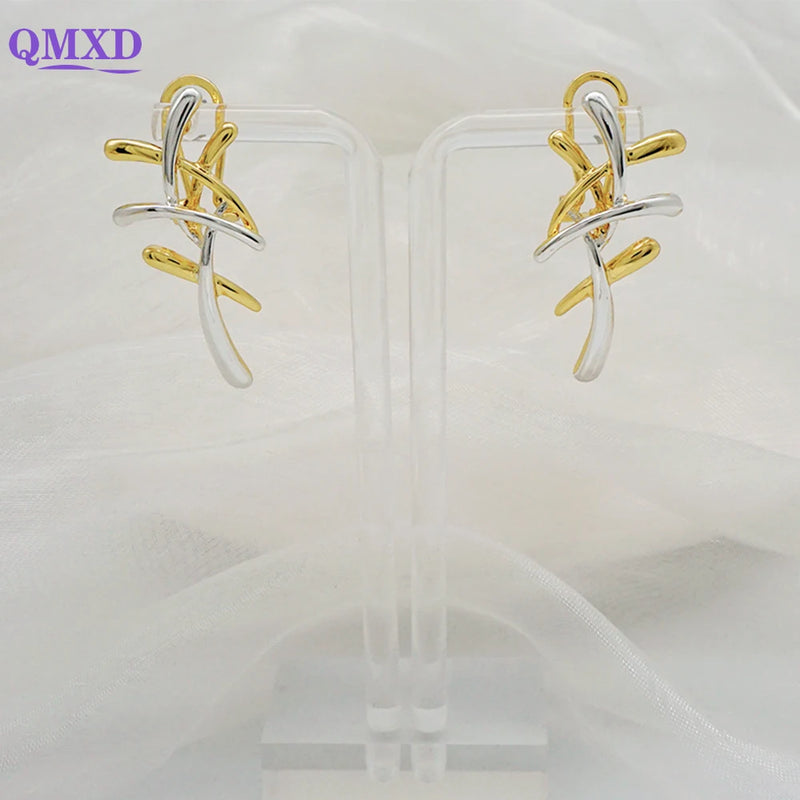 Italian Plated Drop Hoop Earrings Romantic Wedding Party