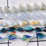 Striped Glass Bead Earrings Necklace Set