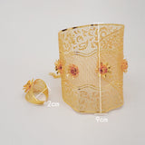 Dubai Adjustable Chain Bangle & Ring For Women Indian Flower Bracelet Jewellery