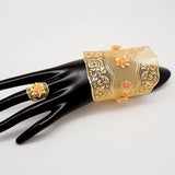 Dubai Adjustable Chain Bangle & Ring For Women Indian Flower Bracelet Jewellery