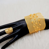 Dubai Bangles With Ring For Women Bridal Arabic Cuff Bracelet