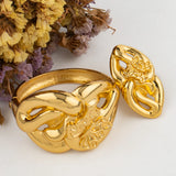 Dubai Hollow Flower Bracelet for Women African Big Bangle Ring Jewelry