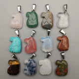 Eagle Head Carved Mixed Stone Pendant for Jewelry Making 12pcs/lot