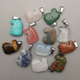Eagle Head Carved Mixed Stone Pendant for Jewelry Making 12pcs/lot