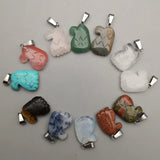Eagle Head Carved Mixed Stone Pendant for Jewelry Making 12pcs/lot