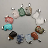 Eagle Head Carved Mixed Stone Pendant for Jewelry Making 12pcs/lot