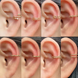 Silver Star Heart Chain Ear Cuff Clip Earring