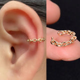 Silver Star Heart Chain Ear Cuff Clip Earring