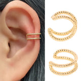 Silver Star Heart Chain Ear Cuff Clip Earring