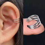 Silver Star Heart Chain Ear Cuff Clip Earring