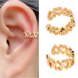 Silver Star Heart Chain Ear Cuff Clip Earring