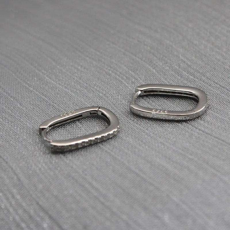 925 Silver Hoop Earrings with Zircon Studs