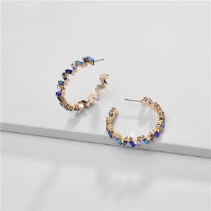 Crystal ZigZag Hoop Earrings for Women