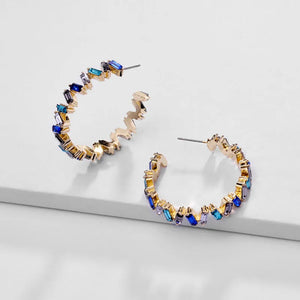Crystal ZigZag Hoop Earrings for Women
