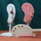 Earring Display Stand Multi-Color Microfiber Earring Holder-White