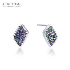 925 Sterling Silver Crystal Stud Earrings Jewelry Accessories Gift