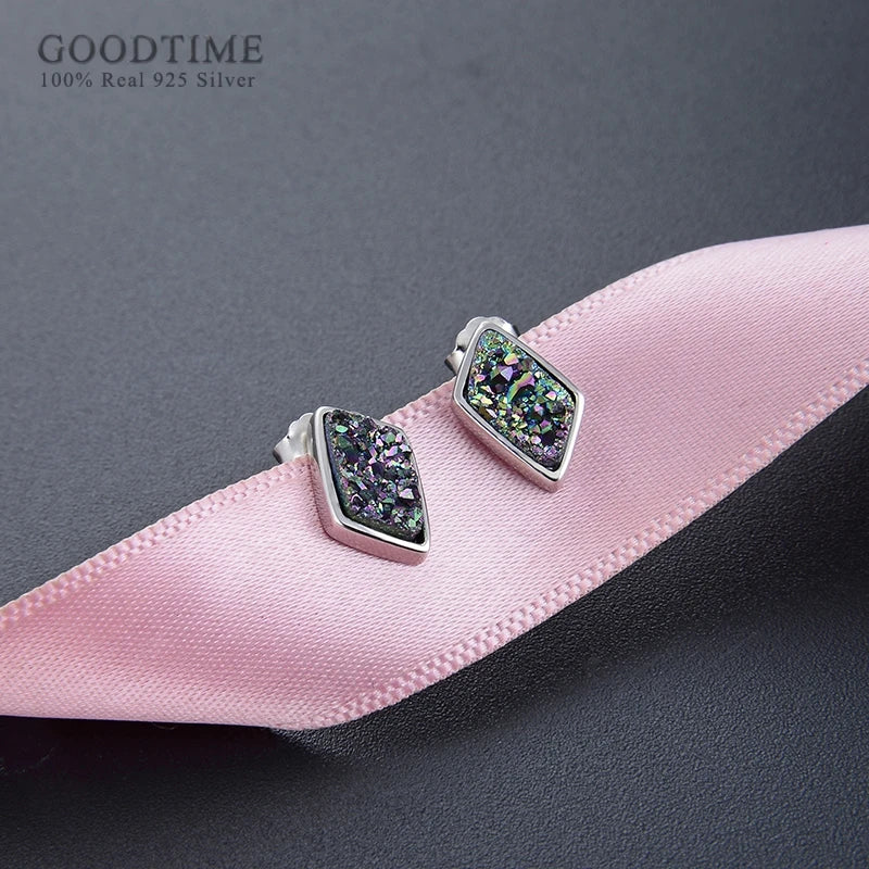 925 Sterling Silver Crystal Stud Earrings Jewelry Accessories Gift