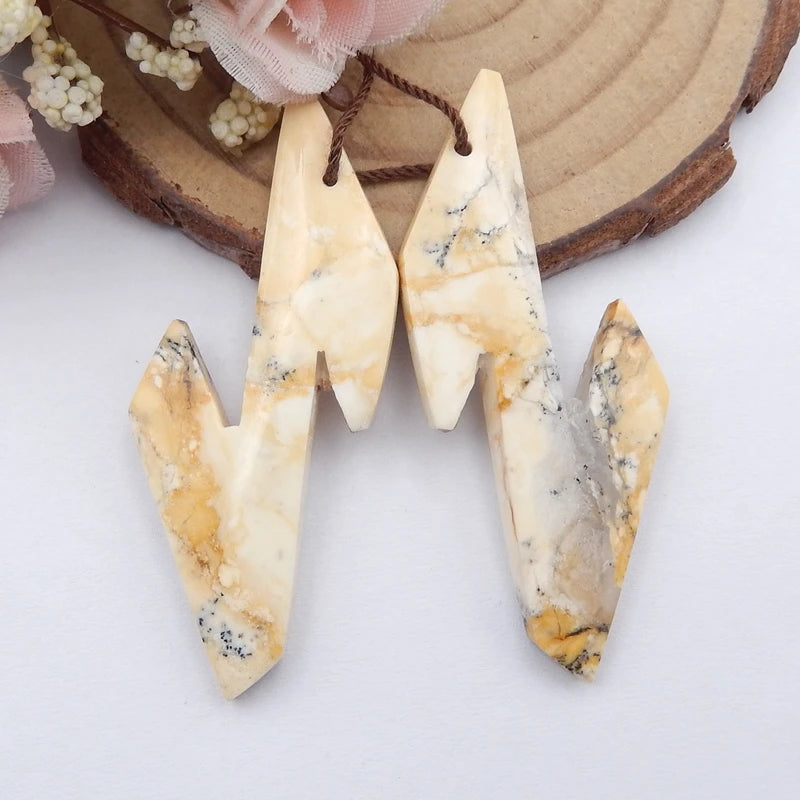 Natural Howlite Earrings Semiprecious Stone Jewelry