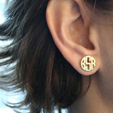 Custom Monogram Name Earrings Initials Stud Stainless Steel Gift