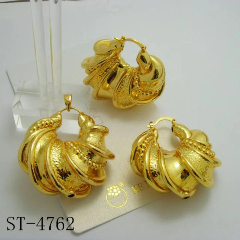 African 24K Plated Hoop Earrings For Women High Copper Jewelry