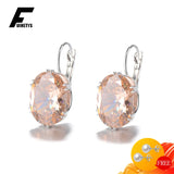 925 Silver Zircon Gemstone Drop Earrings for Women Wedding