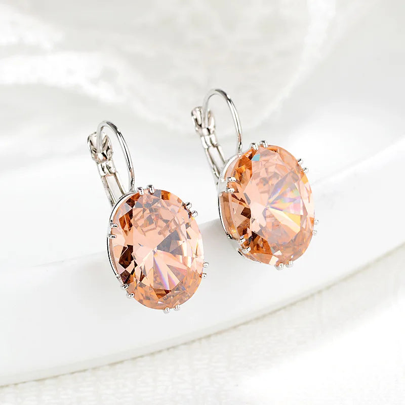 925 Silver Zircon Gemstone Drop Earrings for Women Wedding