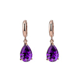 925 Silver Purple Zircon Water Drop Earrings for Women Wedding