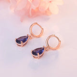 925 Silver Purple Zircon Water Drop Earrings for Women Wedding
