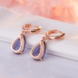 925 Silver Purple Zircon Water Drop Earrings for Women Wedding