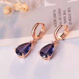 925 Silver Purple Zircon Water Drop Earrings for Women Wedding