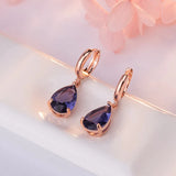 925 Silver Purple Zircon Water Drop Earrings for Women Wedding