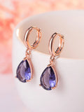 925 Silver Purple Zircon Water Drop Earrings for Women Wedding
