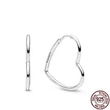 925 Silver Heart Feather Circle Hoop Earrings Women