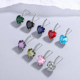 Heart Shape Zircon Drop Earrings 925 Silver Jewelry