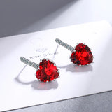 Heart Shape Zircon Drop Earrings 925 Silver Jewelry