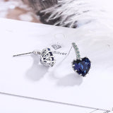 Heart Shape Zircon Drop Earrings 925 Silver Jewelry